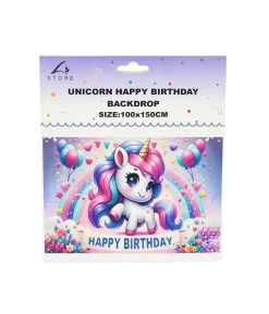 Unicorn Happy Birthday Backdrop 100x150cm