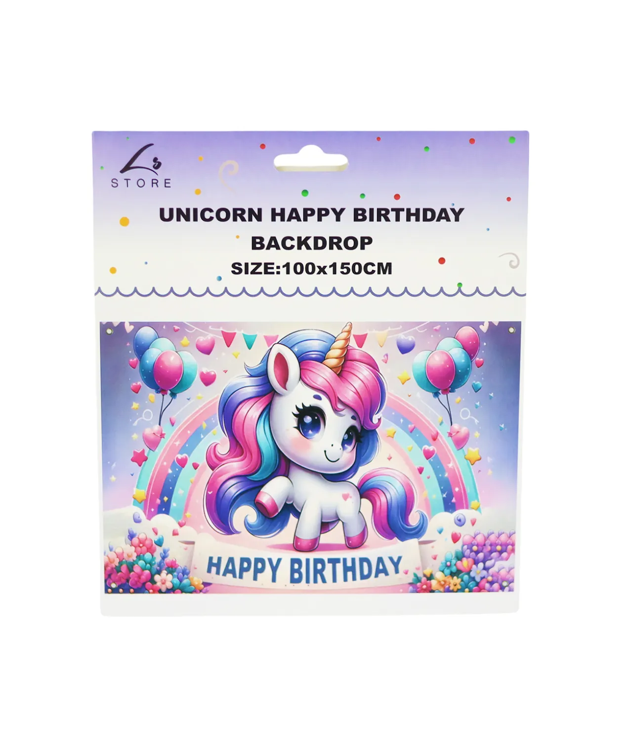 Unicorn Happy Birthday Backdrop 100x150cm