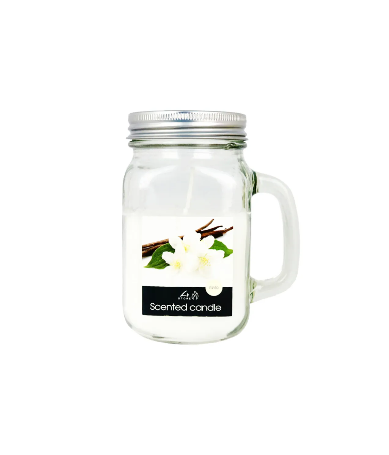 Vanilla Scented Candle In Glass Handle Jar