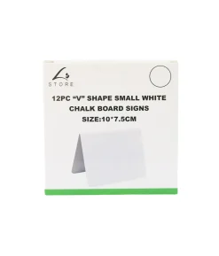 “V” Shaped PVC Small White Chalk Board Signs 12pc 10×7.5cm