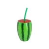 Watermelon PP Plastic Cup with Silicone Straw 500ml