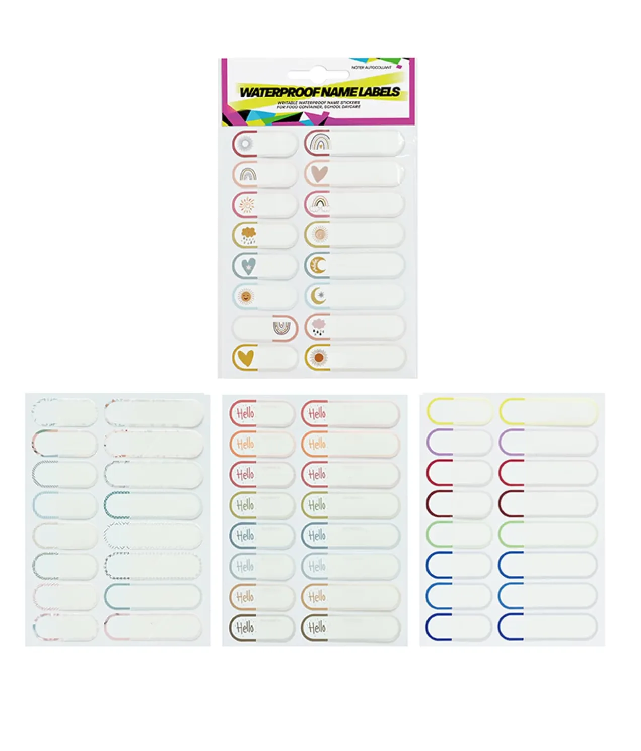 Waterproof Name Label Stickers 64pc Assorted