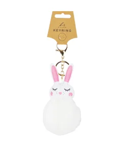 White Bunny PomPom Keyring