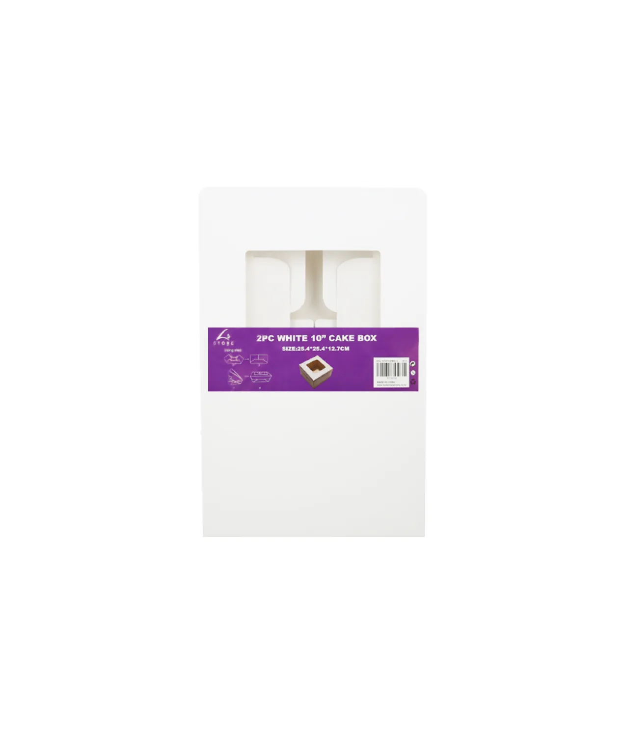 White Cake Box With Window 10in 2pk