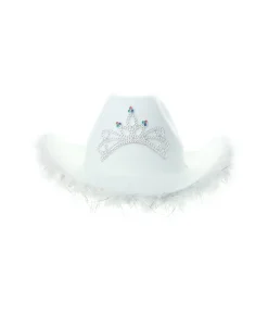 White Cowboy Hat With Feathers