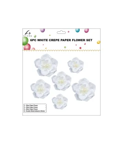 White Crepe Paper Flower Set 6pk
