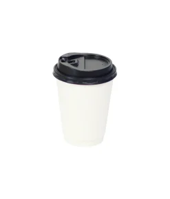 White Double Wall Coffee Cups with Lid 24x12oz