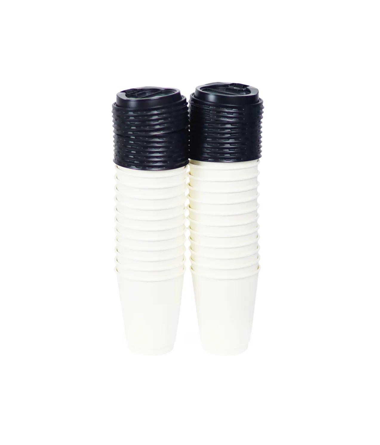 White Double Wall Coffee Cups with Lid 24x12oz