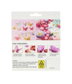 White 3D Paper Butterfly with Glue 12pc