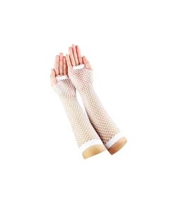 White Fishnet Gloves Long