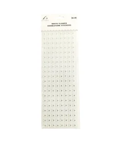 White Flower Rhinestones Stickers
