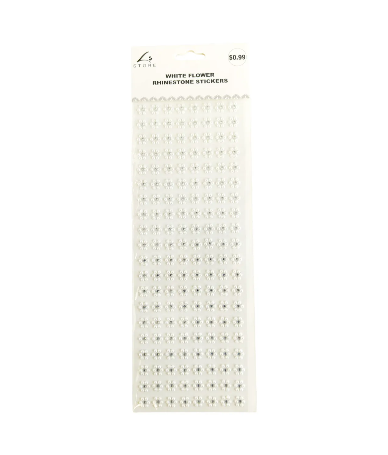 White Flower Rhinestones Stickers