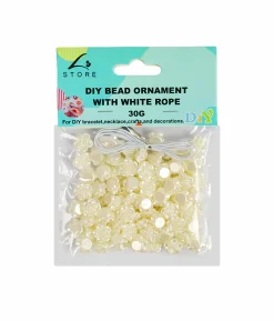 White Flowers DIY Bead Ornament With White Rope 30g