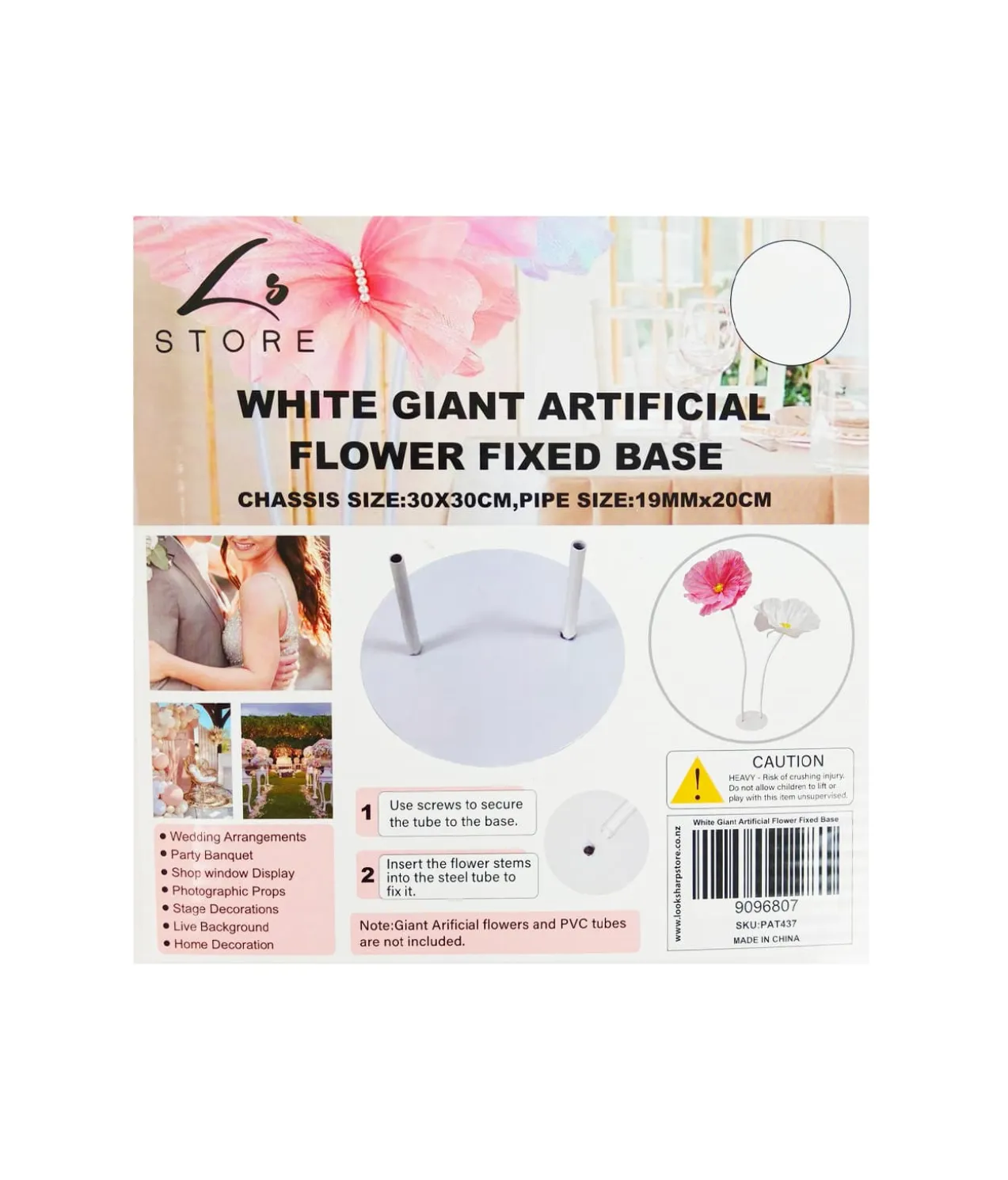 White Giant Artificial Flower Fixed Base