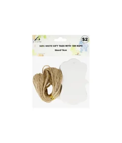 White Gift Tags With String 6x9cm 50pc