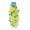 White Hawaiian Lei with Leaves 52.5x 6.5cm 5pc