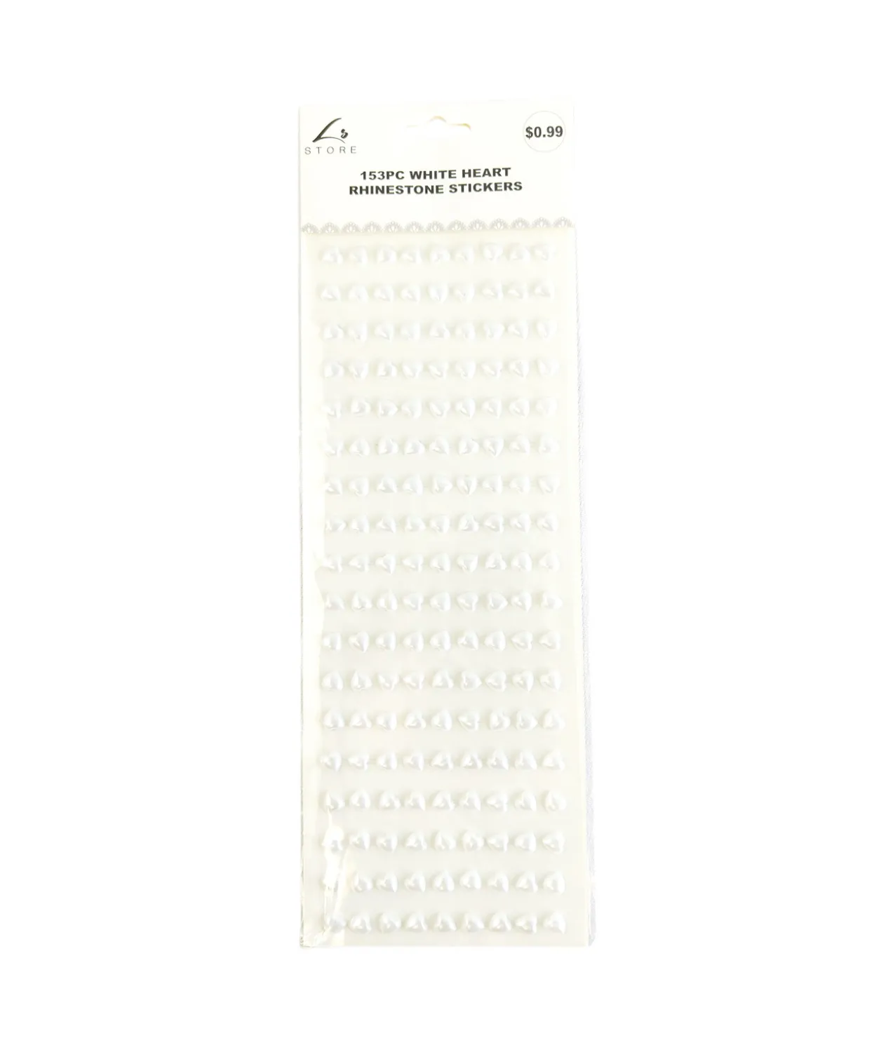 White Heart Rhinestones Stickers 153pc