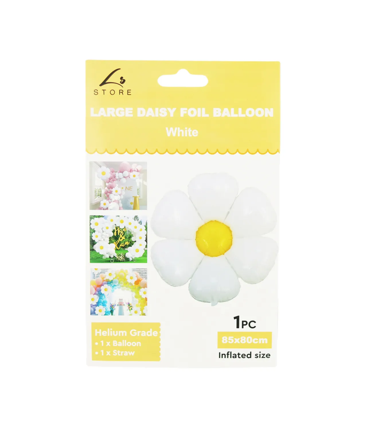 White Large Daisy Foil Balloon 1pc