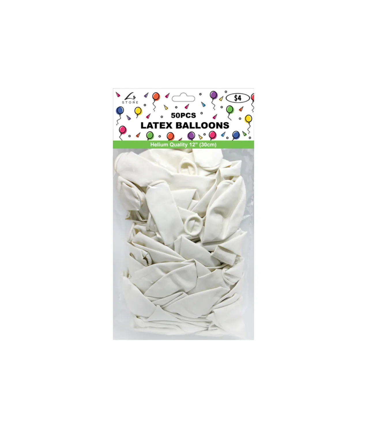 White Latex Balloons 12inch 50pk
