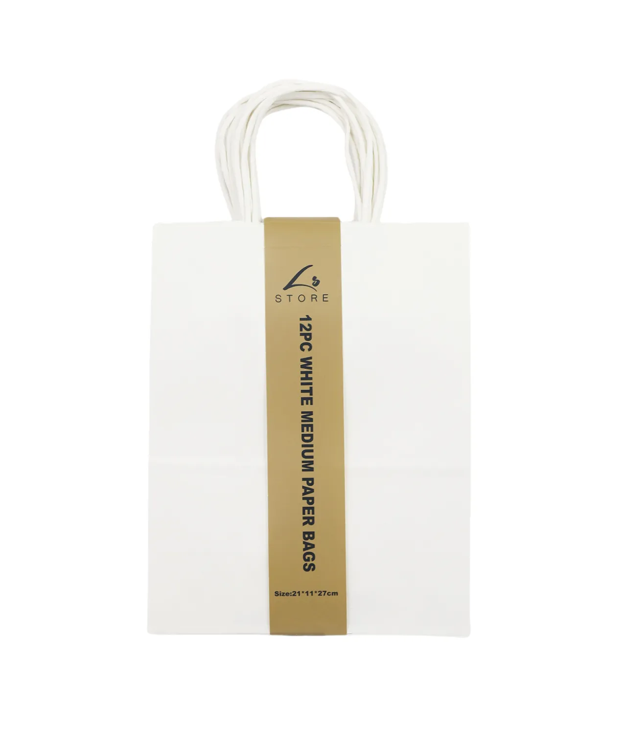 White Medium Paper Bag 12pc 21 x 11 x 27cm