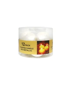 White Metallic Floating Candles 12pk