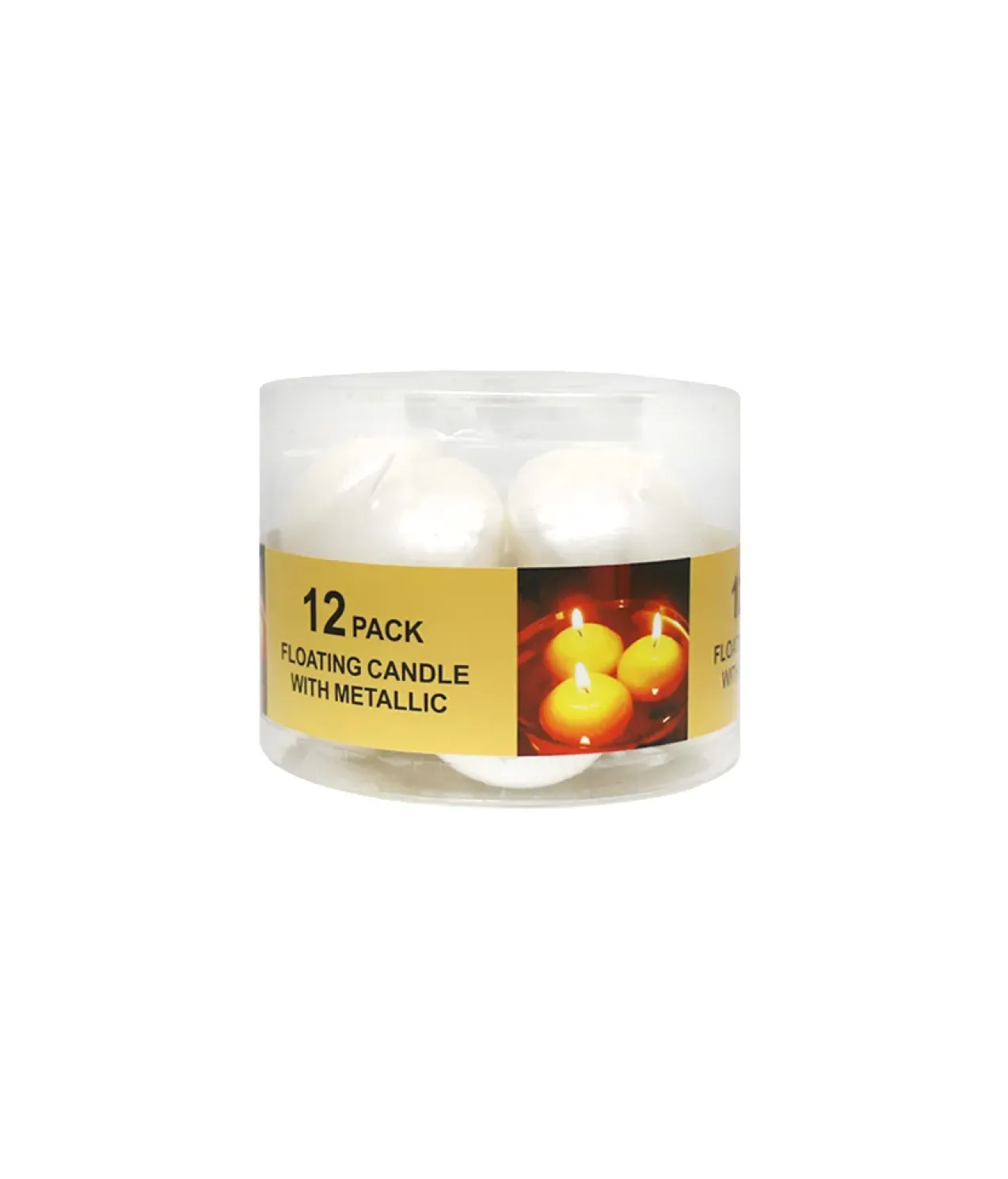 White Metallic Floating Candles 12pk