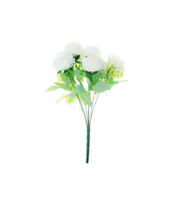 White Peony 5 Head Bunch 40cm