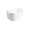 White Plastic Storage Bin With Handle 29.5x22x17cm