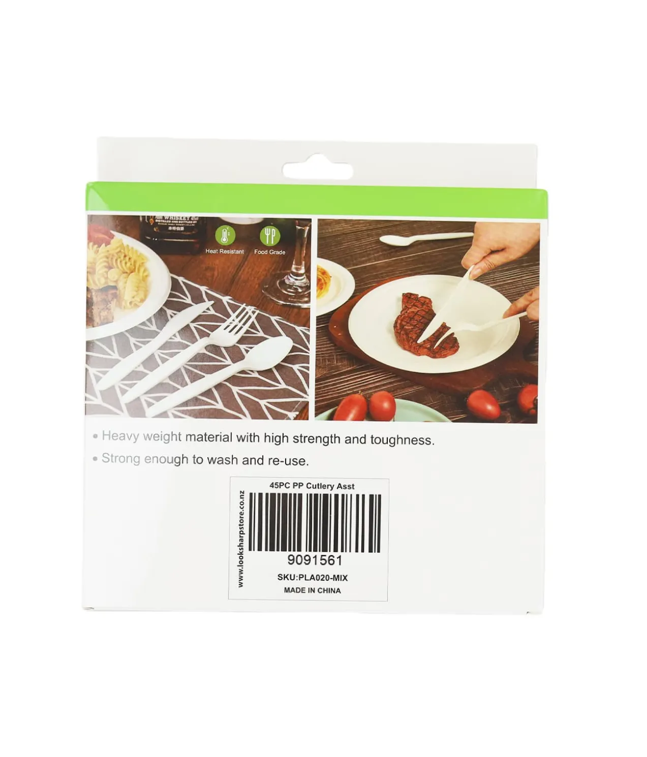 White PP Reusable Cutlery Set 45pc