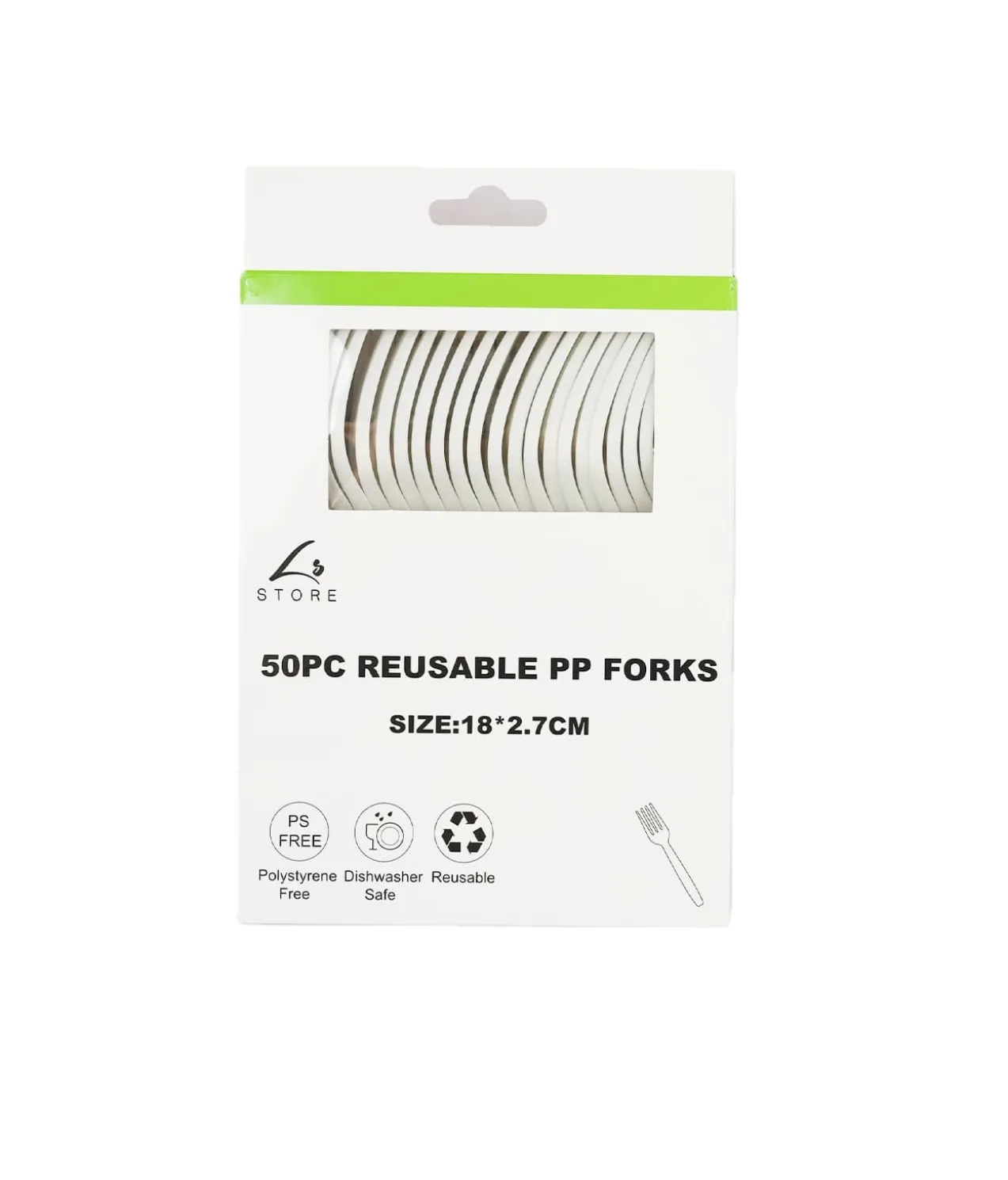 White PP Reusable Forks 50pc 18cm