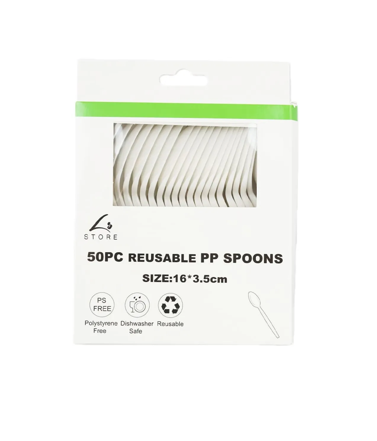 White PP Reusable Spoons 50pc 16cm