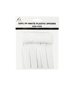 White PP Reusable Spoons 50pc 15cm