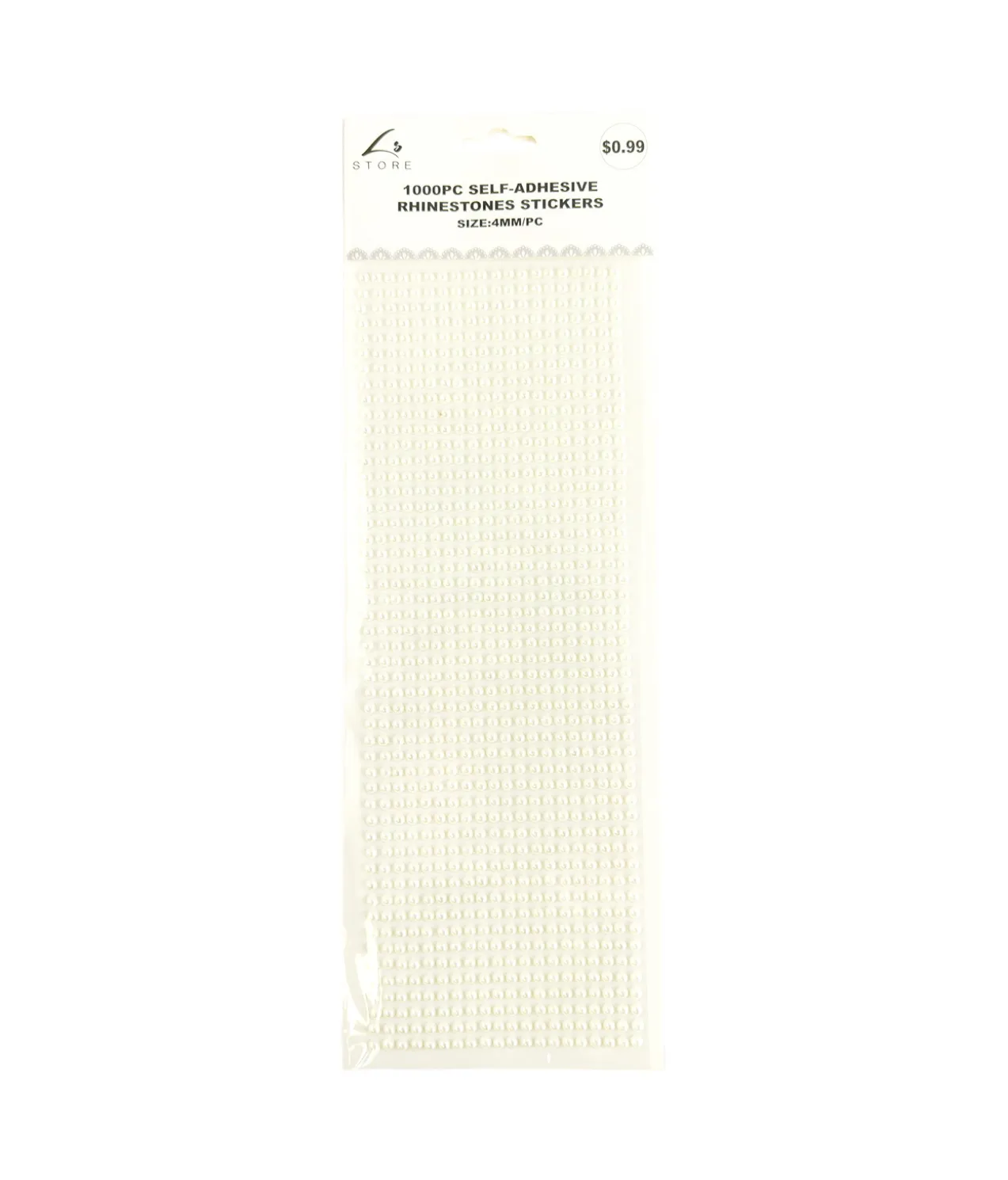 White Rhinestones Stickers 4mm 1000pc