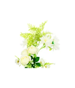 White Rose And White Dahlia Bush 6 Heads 49cm