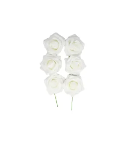 White Rose Artificial Craft Flower 6pc 10cm