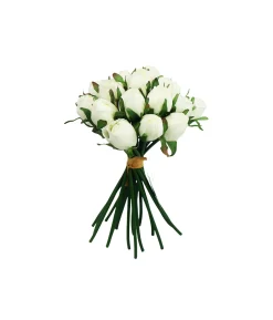 White Rose Bud 18 Head 28cm