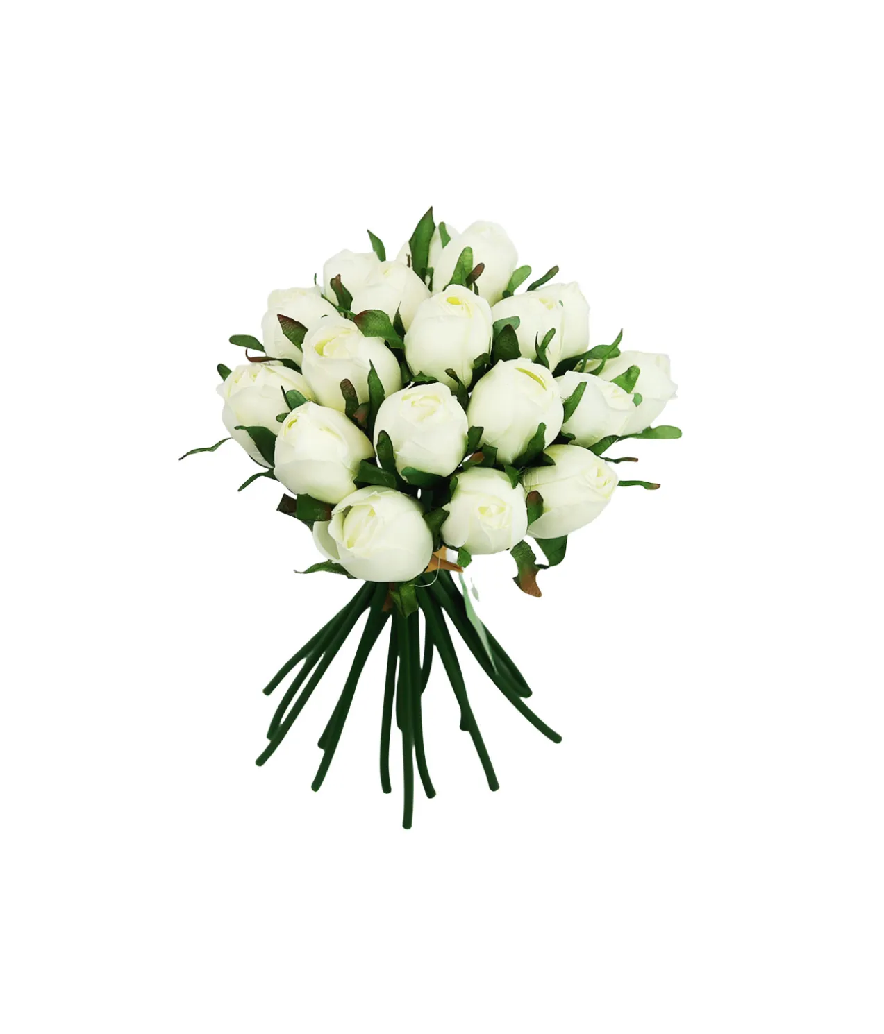 White Rose Bud 18 Head 28cm