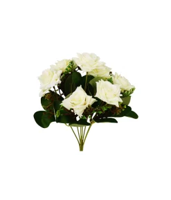 White Rose Bunch 7 Head 32cm