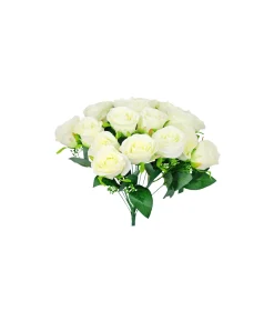 White Rose Bush 18 Head 47cm