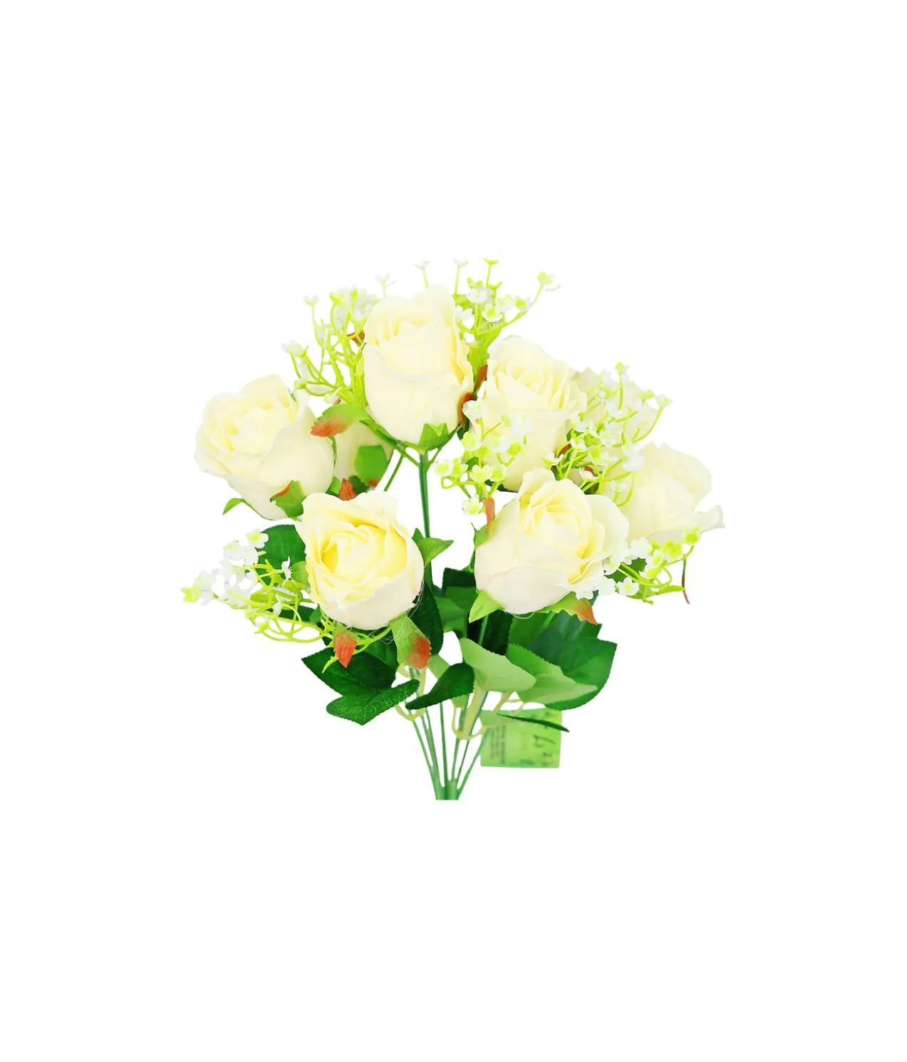 White Rose Bush 9 Heads 38cm