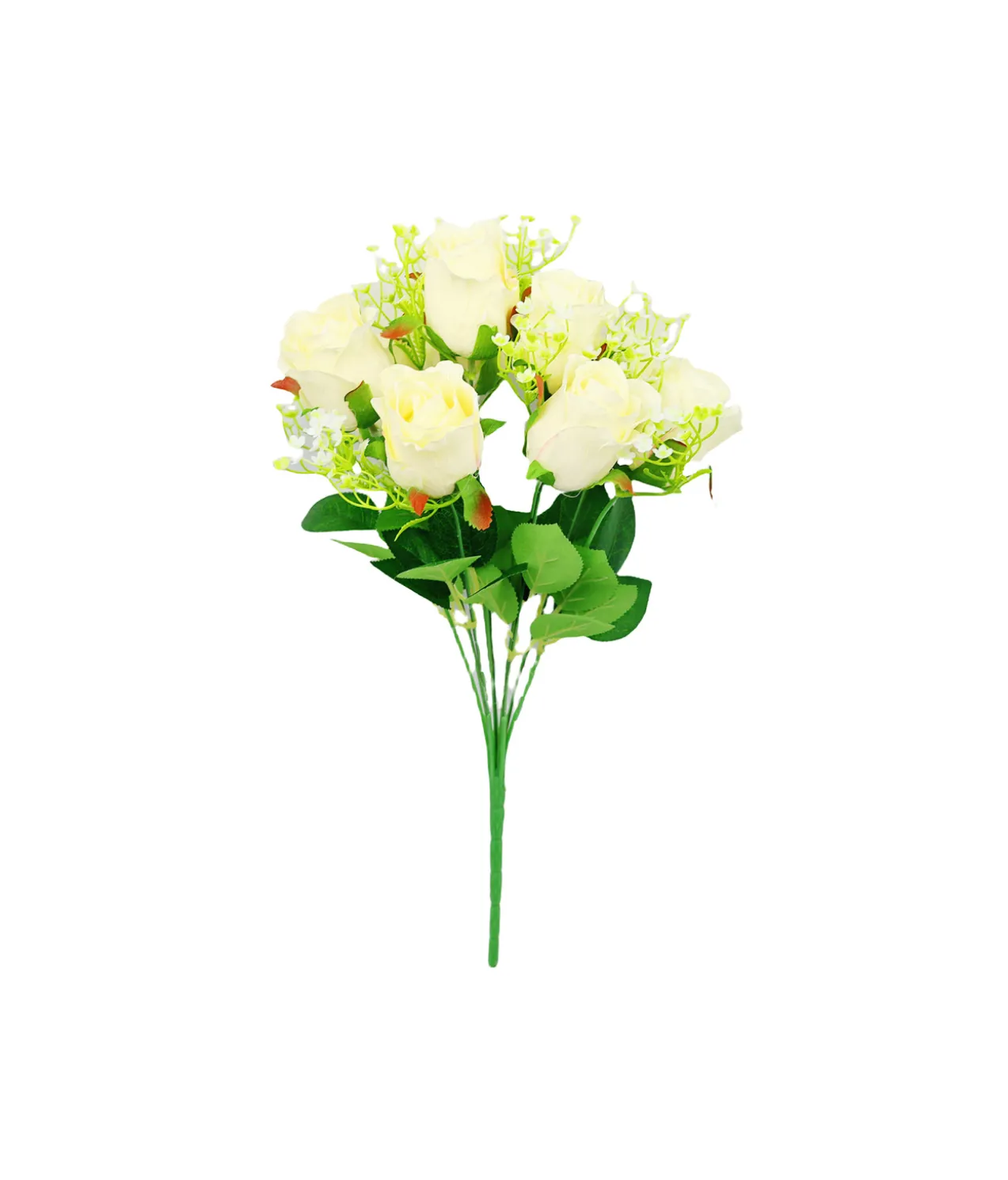 White Rose Bush 9 Heads 38cm