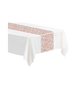 White & Rose Gold Tablecover 137x274cm