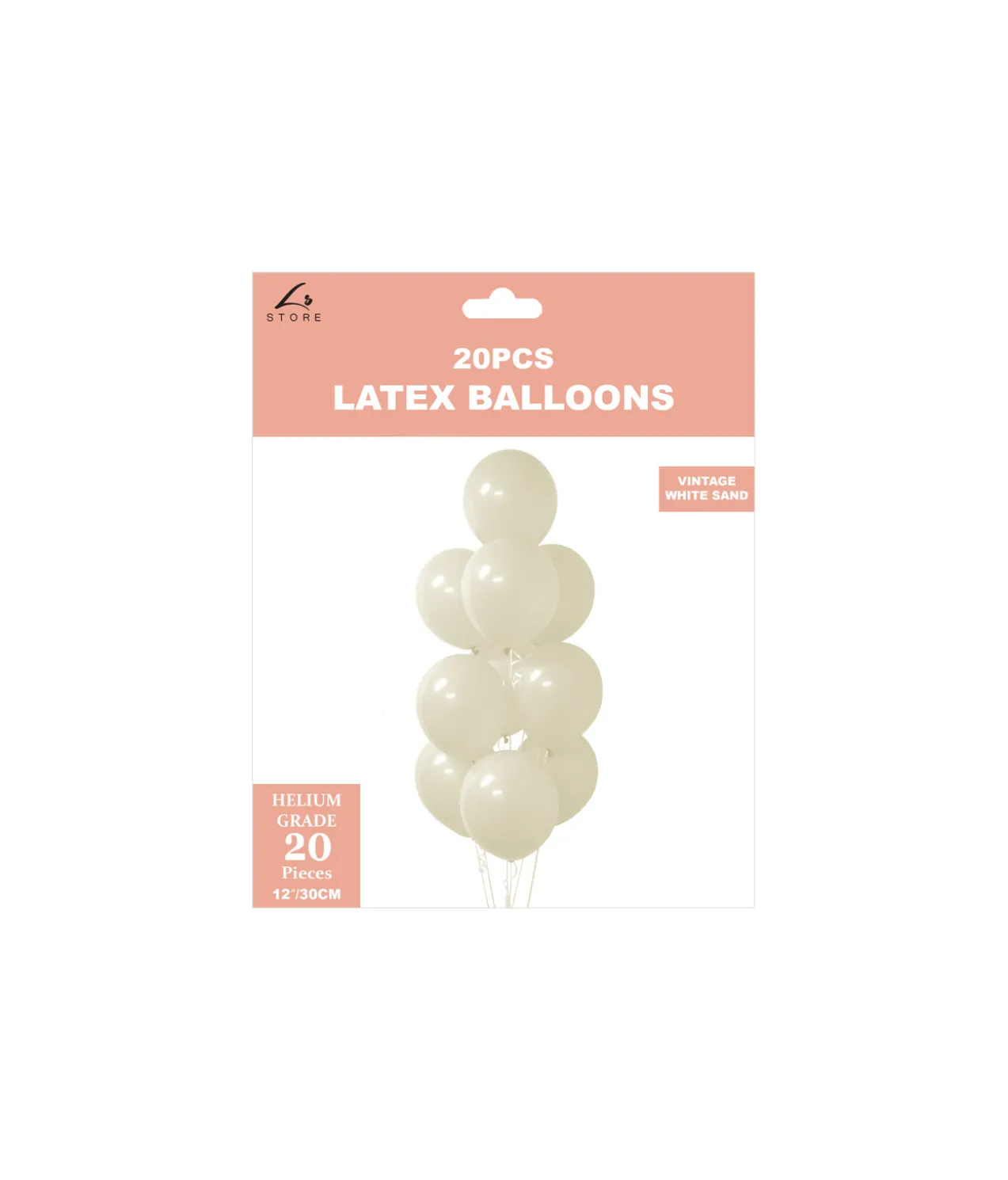White Sand Latex Balloons 12inch 20pk