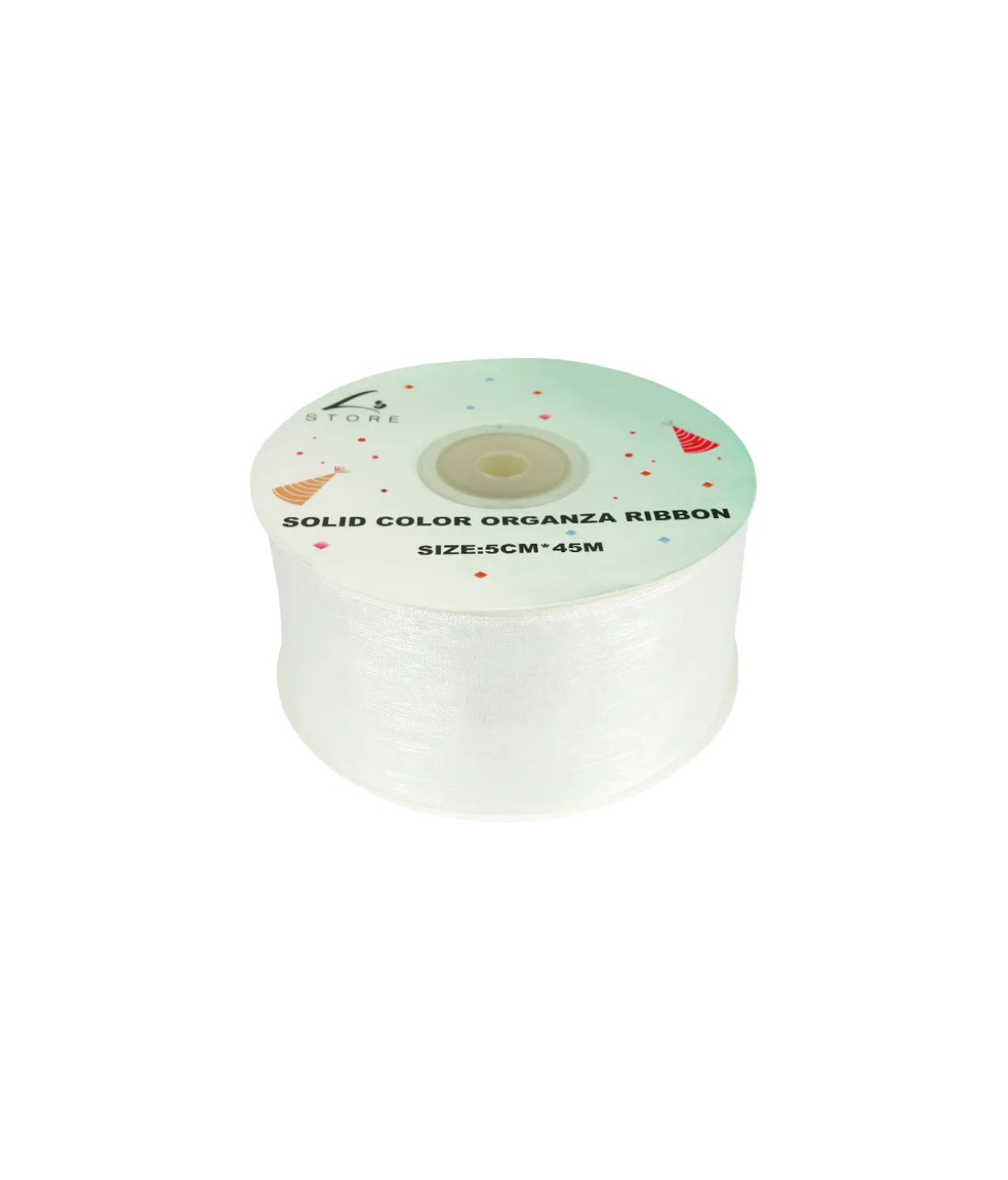 White Solid Colour Organza Ribbon 5cm