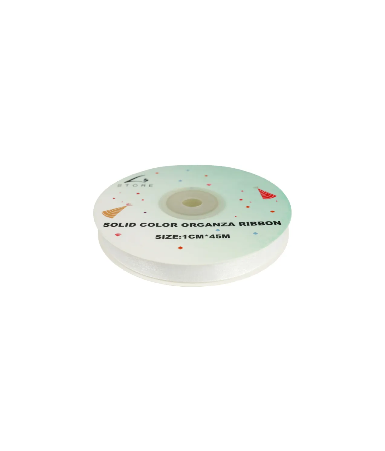 White Solid Colour Organza Ribbon 1cm