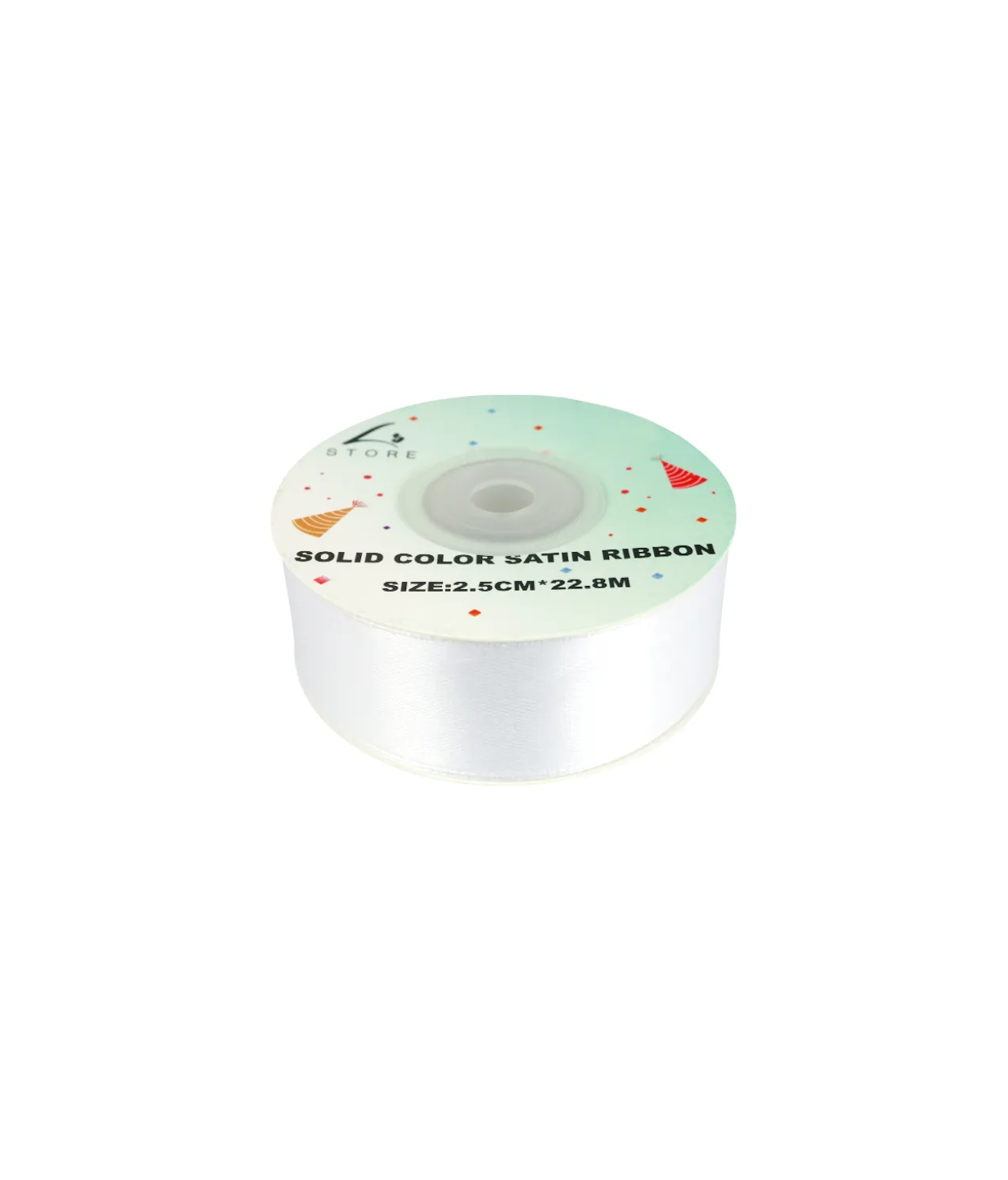 White Solid Colour Satin Ribbon 2.5cm