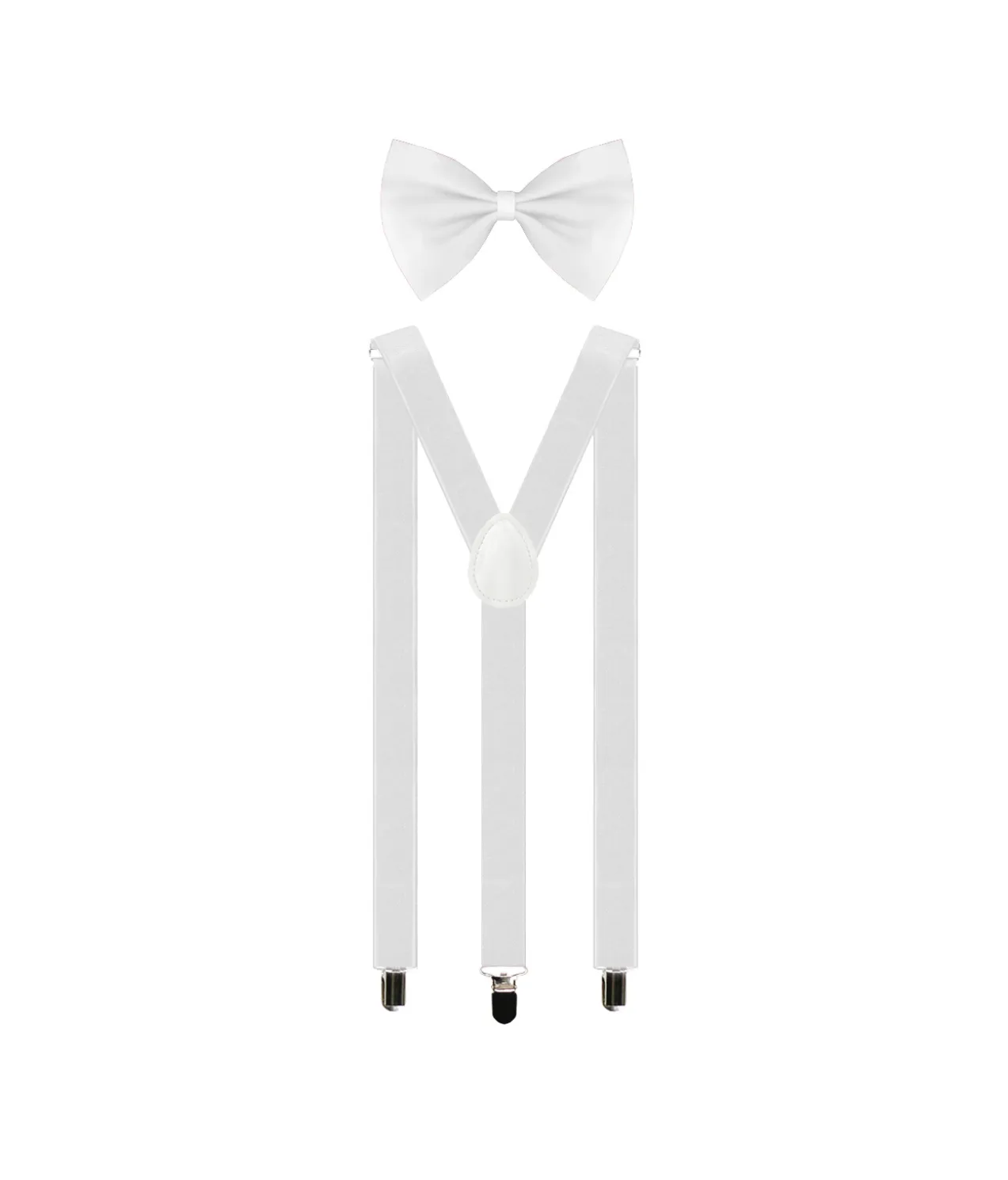 White Suspender and Bow Tie