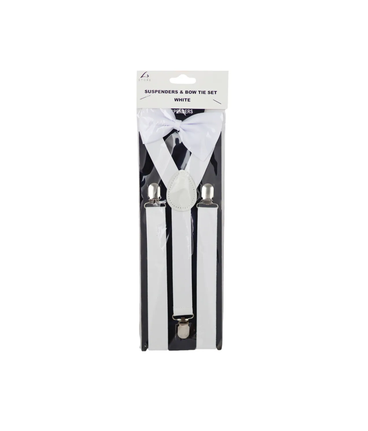 White Suspender and Bow Tie