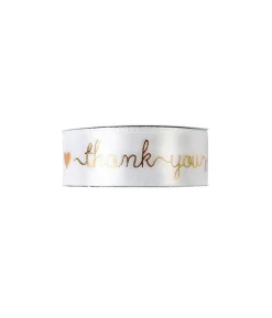 White Thank You Ribbon 2.5cm x 22.8m