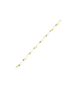 White With Gold Dots Paper Straws 40pk